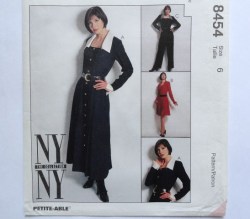 8454 McCalls NY NY Button Down Long Sleeve Dress Lengths,  Jumpsuit Pattern 12 Uncut